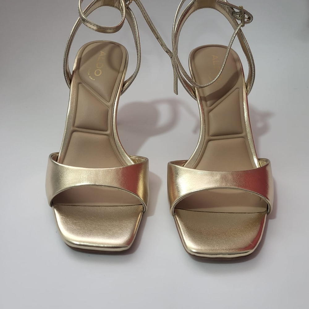 Aldo Gold Heels with Adjustable Ankle Strap